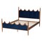 Baxton Studio Calgary Retro-Modern Royal Blue Velvet Fabric and Walnut Brown Wood Queen Size Platform Bed 245-13442-ZORO - alternate 2